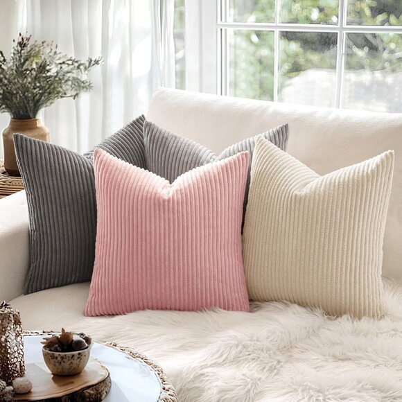 🆕 Corduroy Soft Soild Decorative Square Throw Pillow Covers Valentine Set Sofa - Picture 3 of 6